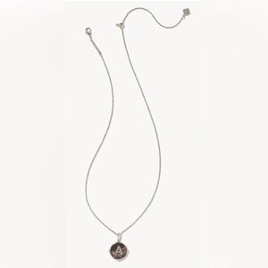 KENDRA SCOTT | “A” Silver Disc Reversible Pendant Necklace in Mother-of-Pearl